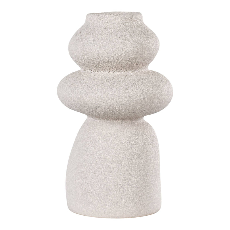 Deko Vase Beige aus Keramik, rund, Ø 14,5 x 26,5 cm, stilvolle Schreibtischdekoration.