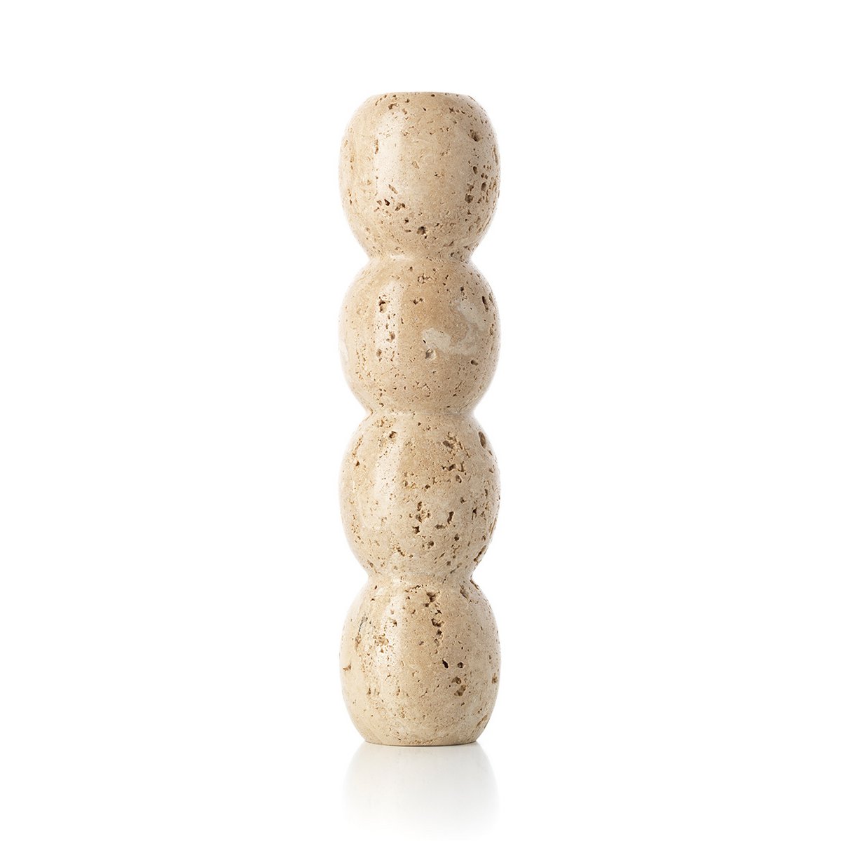 Kerzenhalter Travertin Totem – Beige, Größe L, aus Travertin (Naturstein)