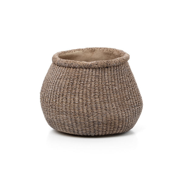 Übertopf Faux Puff – Beton Braun, Größe L