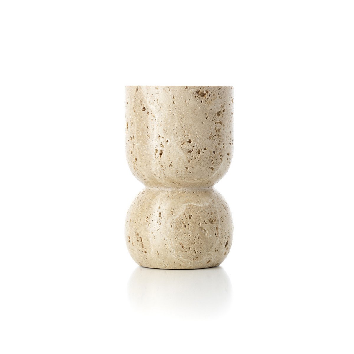 Kerzenhalter Travertin – Beige, für Stumpenkerzen, aus Travertin (Naturstein)