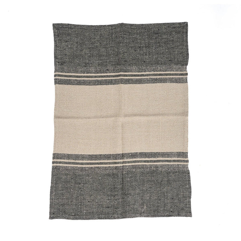 Küchentuch Linen Dash – Leinen Naturschwarz, 50 × 70 cm, L 50 × B 70 × H 2 cm