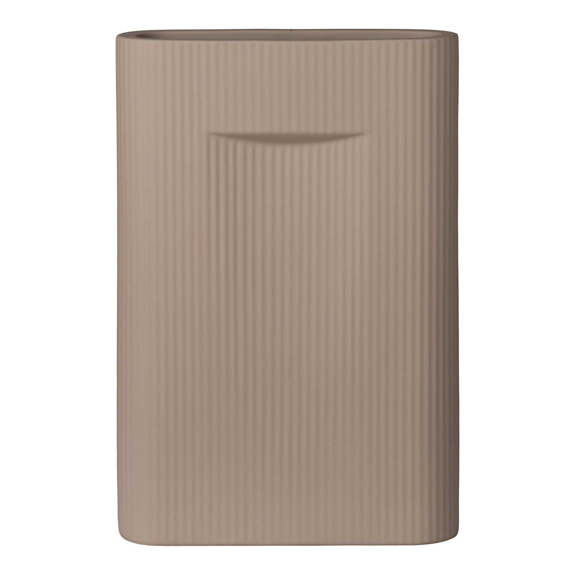 Deko Vase in Braun - Zylindrisch, aus Keramik, skandinavischer Stil, 24x8,5x35,5 cm, eleganter Wohnakzent.