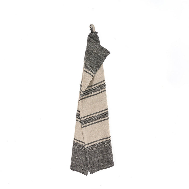 Küchentuch Linen Smudge – Leinen Naturschwarz, 50 × 70 cm, in Naturschwarz, zweifarbig