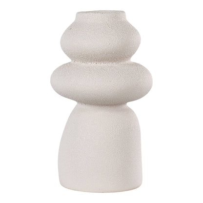 Deko Vase Beige aus Keramik, rund, Ø 14,5 x 26,5 cm, stilvolle Schreibtischdekoration.