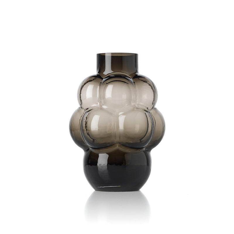 Vase Grape – Recyceltes Glas Dunkelgrau, Größe L, L 18 × B 18 × H 25 cm